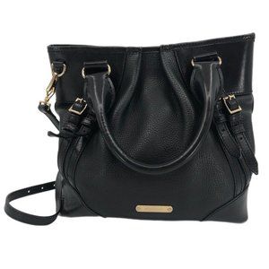 Burberry Black Leather Shoulder Bag | Medium Size, Made in Italy